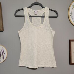 Vintage Y2K Candie’s All-Over Cream Lace Racerback Sheer Tank Top